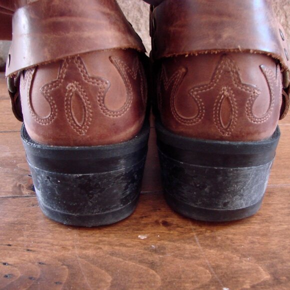 Boulet Brown Leather Harness Motorcycle Boots Mens Western Cowboy Size 9 E 9E - Picture 16 of 16